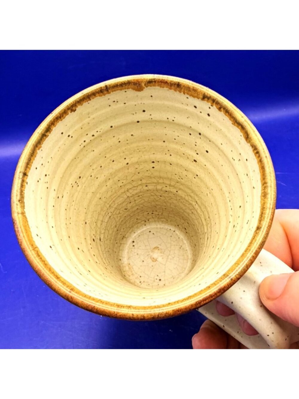 Handmade Studio Pottery Rustic Boho Dragonfly Mug Stoneware 12 oz Signed Set 2 - Picture 8 of 13